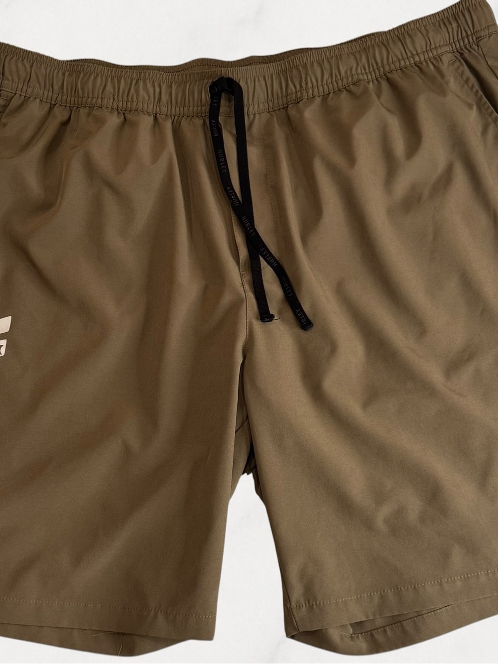 Hurley Men’s XXL Olive Brown Lined Swim Trunks Stretch Drawstring Shorts
